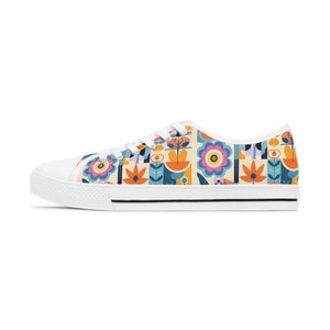 Vibrant Garden: Women's Low Top Sneakers Mary Blair Inspired, Step Out In Style Into Our Small World image 1