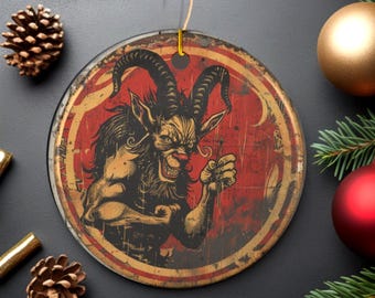 Retro Krampus Ornament | 1950s Naughty List Christmas Decoration | Vintage Style Ceramic Gift | Perfect Gift for Krampusnacht