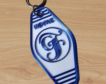Magical Floridian Resort Vintage Style Keychain / "Home" at the Grand Floridian Keychain / Blue & White Retro Style Vacation Keychain