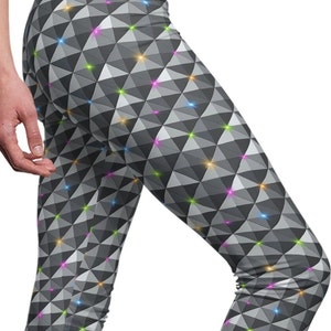 Twinkling Lights Spaceship at Night Geodesic Park Hopper Chic Comfy Leggings for Disney Bounding