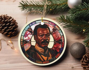 Legendary Bounty Guild Leader Design Stained Glass Style Ceramic Ornament | Double-Sided Ceramic Holiday Decoration