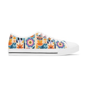 Vibrant Garden: Women's Low Top Sneakers Mary Blair Inspired, Step Out In Style Into Our Small World image 3