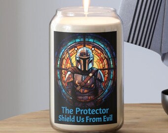 The Protector - Shield Us From Evil Scented Candle, 13.75oz / Galactic Prayer Candle / Mandalorian's Vigil Protection Prayer Candle