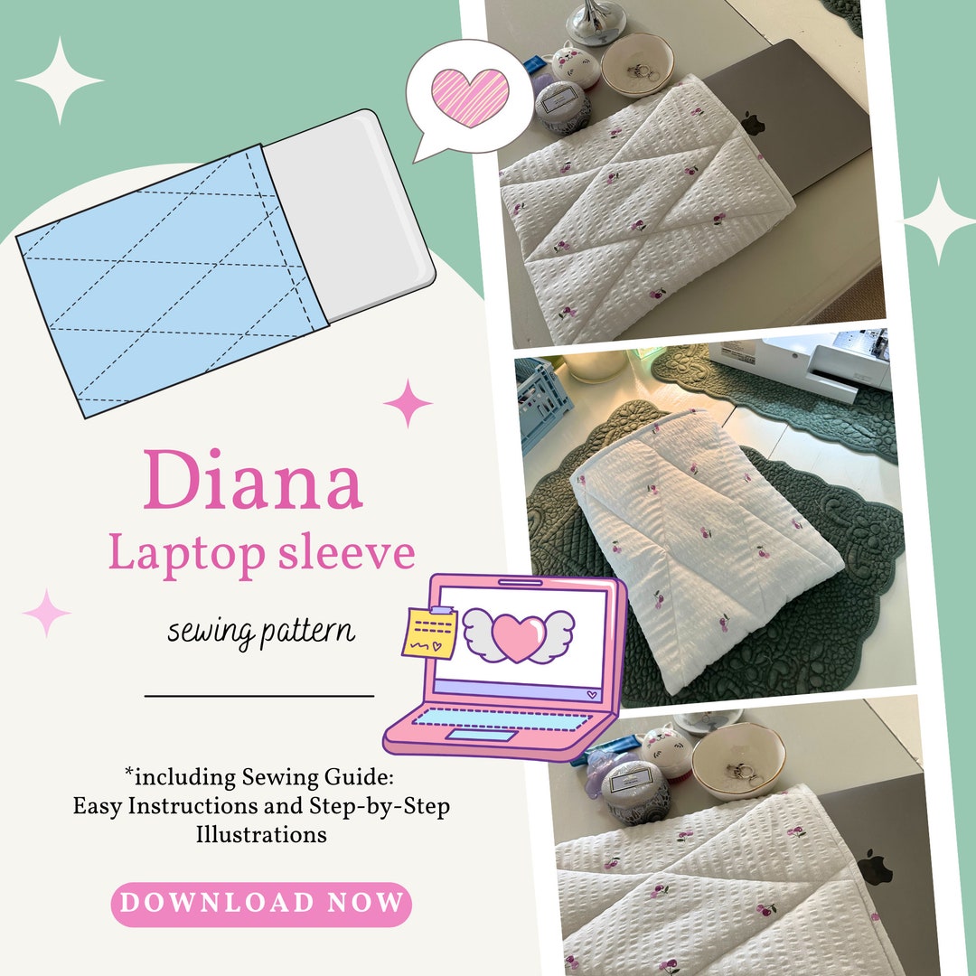 Laptop Sleeve Sewing Pattern Laptop Case PDF Sewing Instructions Computer Cover Estellebyhs