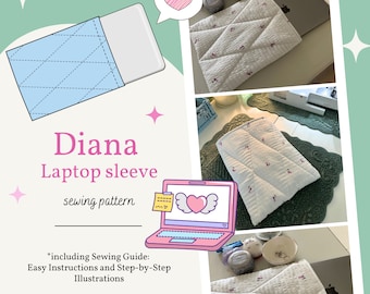 Laptop Sleeve Sewing Pattern | Laptop Case PDF Sewing Instructions | Computer Cover | estellebyhs Quilted Laptop Case Sewing Pattern
