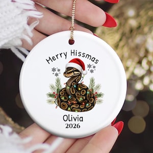 Ball Python Ornament Personalized, Custom Ball Python Christmas Ornament, Santa Hat Snake, Pet Snake Gift for Ball Python Lover