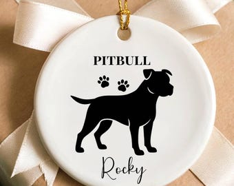 Pitbull Ornament, Personalized Dog Mom Gift, Pitbull Lover