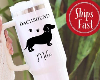 Personalized Dachshund Mom Tumbler, Doxie Dog Gift, Wiener Dog Mug