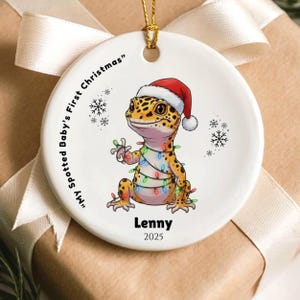 Personalized Leopard Gecko First Christmas Ornament, Custom Lizard,  Reptile  Lover Gift,
