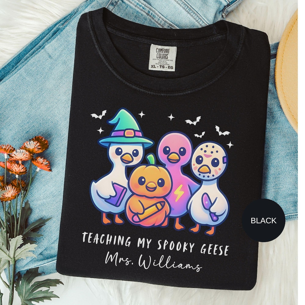 Funny Teacher Halloween Shirt, Cute Ghost Goose Tee, 1St 2Nd Grade Teacher Outfit, Fall Halloween Teacher Shirt, Comfort Colors Tee Gift Iconictees