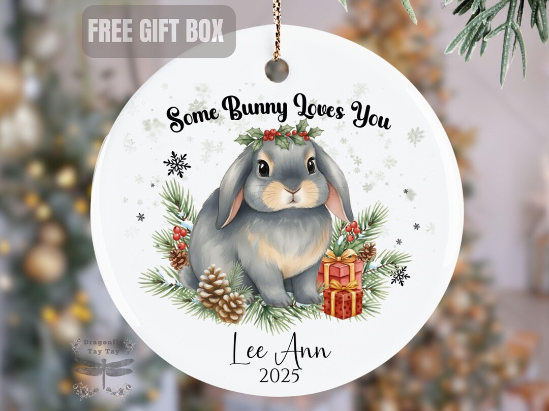 Personalized Blue Tort Lop Eared Bunny Ornament, Custom Rabbit Memorial ...