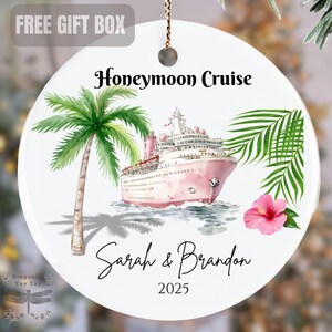 Personalized Cruise Ship Ornament, Honeymoon Cruise Couple Gift, Custom Name Vacation Keepsake