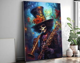 Mystical Musician8 Watercolor and Oil Painting | Thick Canvas with a High-Quality Frame | Multiple Size Options | Expert Craft and Design