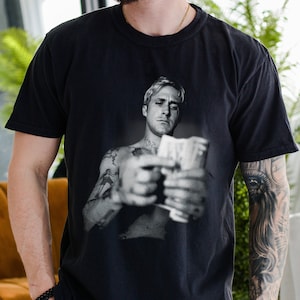 Long Sleeve T-Shirt | Ryan Gosling (The Place Beyond The Pines) by Bady Church - Black - Medium - Oversized Long Sleeve T-Shirt - Full Front Graphic