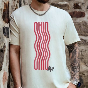 Comfort Colors® Ohio Unisex T-Shirt, Ohio Shirt, Columbus Shirt, Wave, Football, Unisex Garment-Dyed T-shirt