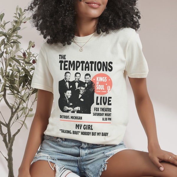 Comfort Colors® The Temptations Unisex T-Shirt, The Temptations, R&B Shirt, Soul Music, Detroit Music, Motown, Retro, Unisex Garment-Dyed