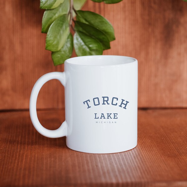 Torch Lake Michigan, Ceramic Mug 11oz, Lead-free, Cozy Gift, Souvenir, Coffee, Tea, Dishwasher Safe