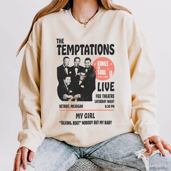 Comfort Colors® The Temptations Unisex Lightweight Sweatshirt, The Temptations, R&B Shirt, Soul Music, Detroit Music, Motown, Otis Williams
