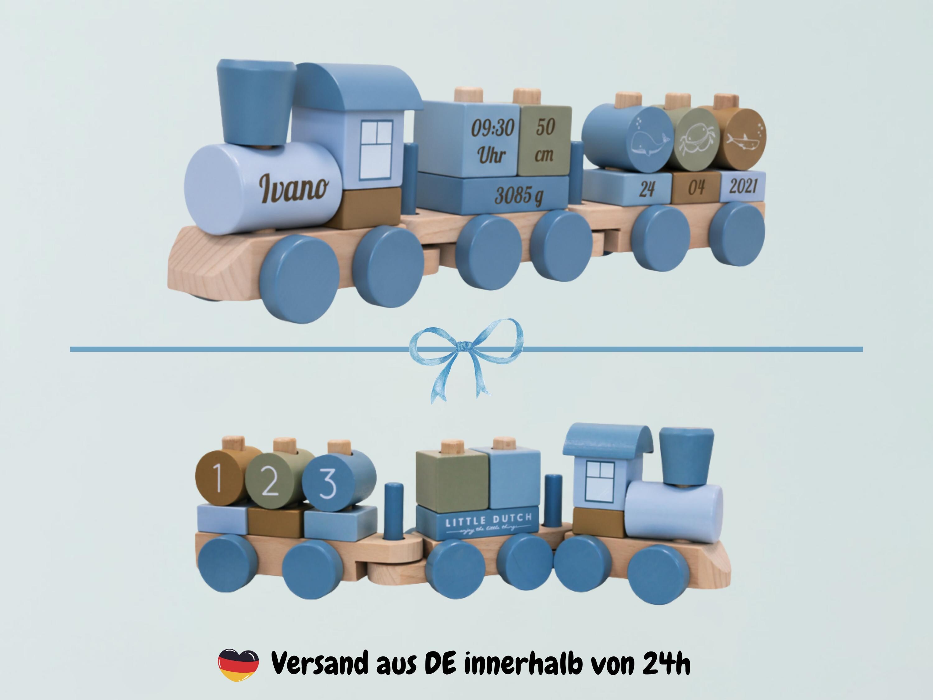 Geschenk Geburt, Little dutch zug mit name für Mädchen – liebevoll