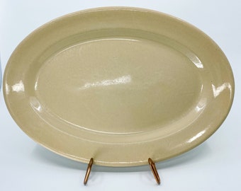 Vintage 1940s Tepco USA China - Tan 13.25" Restaurant Ware Oval Platter - Tan/Oatmeal/Beige - Heavy Duty