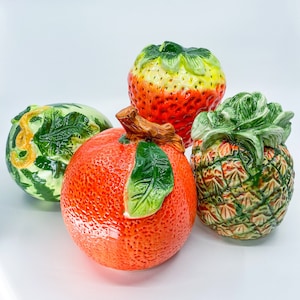 Your Choice Fun & Kitschy Vintage Mid-Century Modern Retro Hand-Painted Ceramic Fruit Orange, Strawberry, Pineapple, and Watermelon image 1