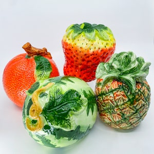 Your Choice Fun & Kitschy Vintage Mid-Century Modern Retro Hand-Painted Ceramic Fruit Orange, Strawberry, Pineapple, and Watermelon image 2