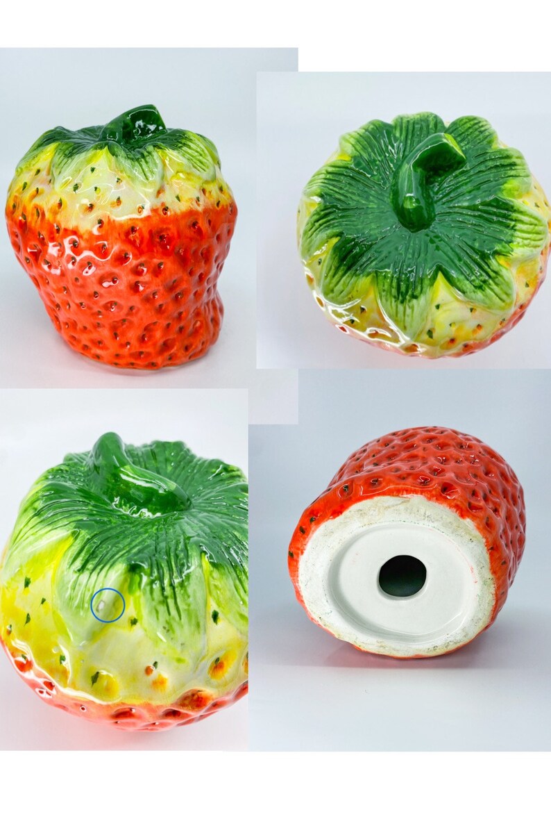 Your Choice Fun & Kitschy Vintage Mid-Century Modern Retro Hand-Painted Ceramic Fruit Orange, Strawberry, Pineapple, and Watermelon Bild 8