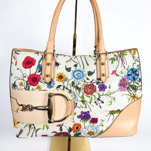Gucci Flora Tote • Vintage 2005 • Horsebit Canvas & Leather Shoulder Hasler Bag • Classic Style • Vintage Designer Bag • Luxury Brand