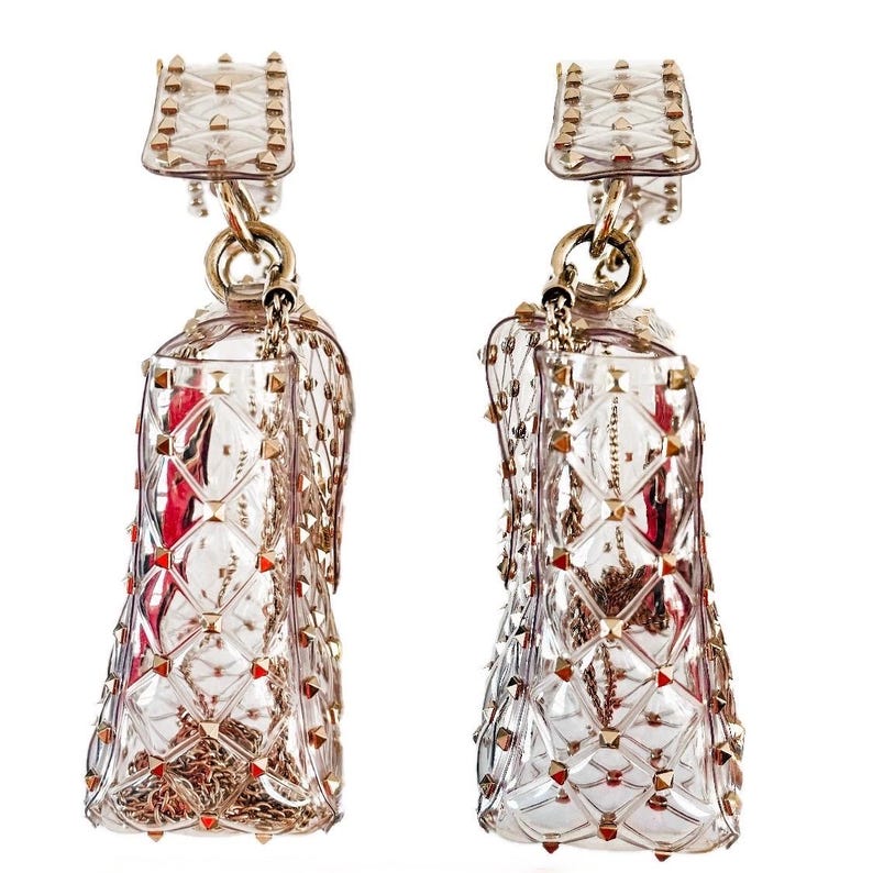 Valentino Garavani Rockstud PVC Top Handle Bag Clear Studded Handbag with Red Leather Interior Gold Hardware image 10