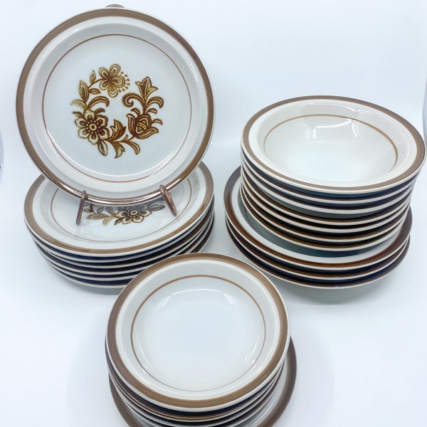 Multi-Item Listing: Vintage 1970s Brown Monterey Stoneware Dishes by MSI Japan • 22 Pieces Available • Bowls & Plates • A+ Condition