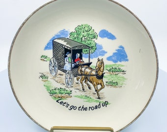 Vintage Handpainted Amish Horse & Buggy Collector’s Plate 8 5/8”