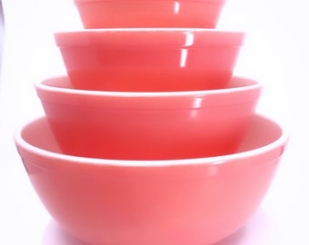 Vintage 1950s Pyrex Pink Mixing Bowls • Complete Set • 401 • 402 • 403 • 404