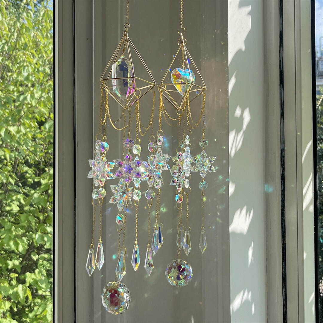 Giant Crystal Suncatcher Rainbow Maker Handmade Boho Home Etsy UK