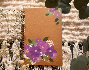 Handpainted Journal- Purple Flowers