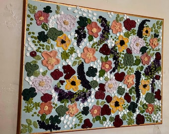 3D Floral Painting, Textured Flower Art