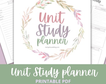 Unit Study Planner, Unit Study Printable Planner Pages, Homeschool Planner, Unit Studies, Instant Download, Printable PDF