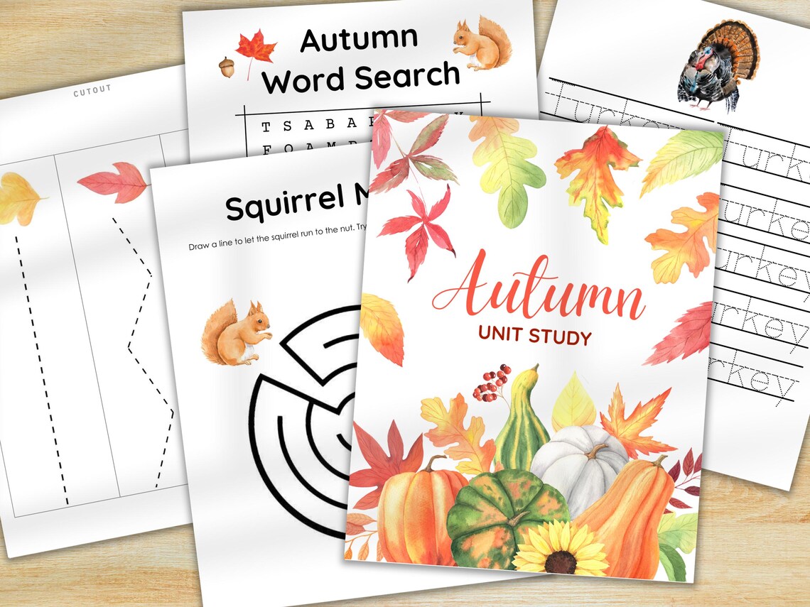 Autumn Unit Study, Fall Homeschool Printables, Fall Activity Pages ...