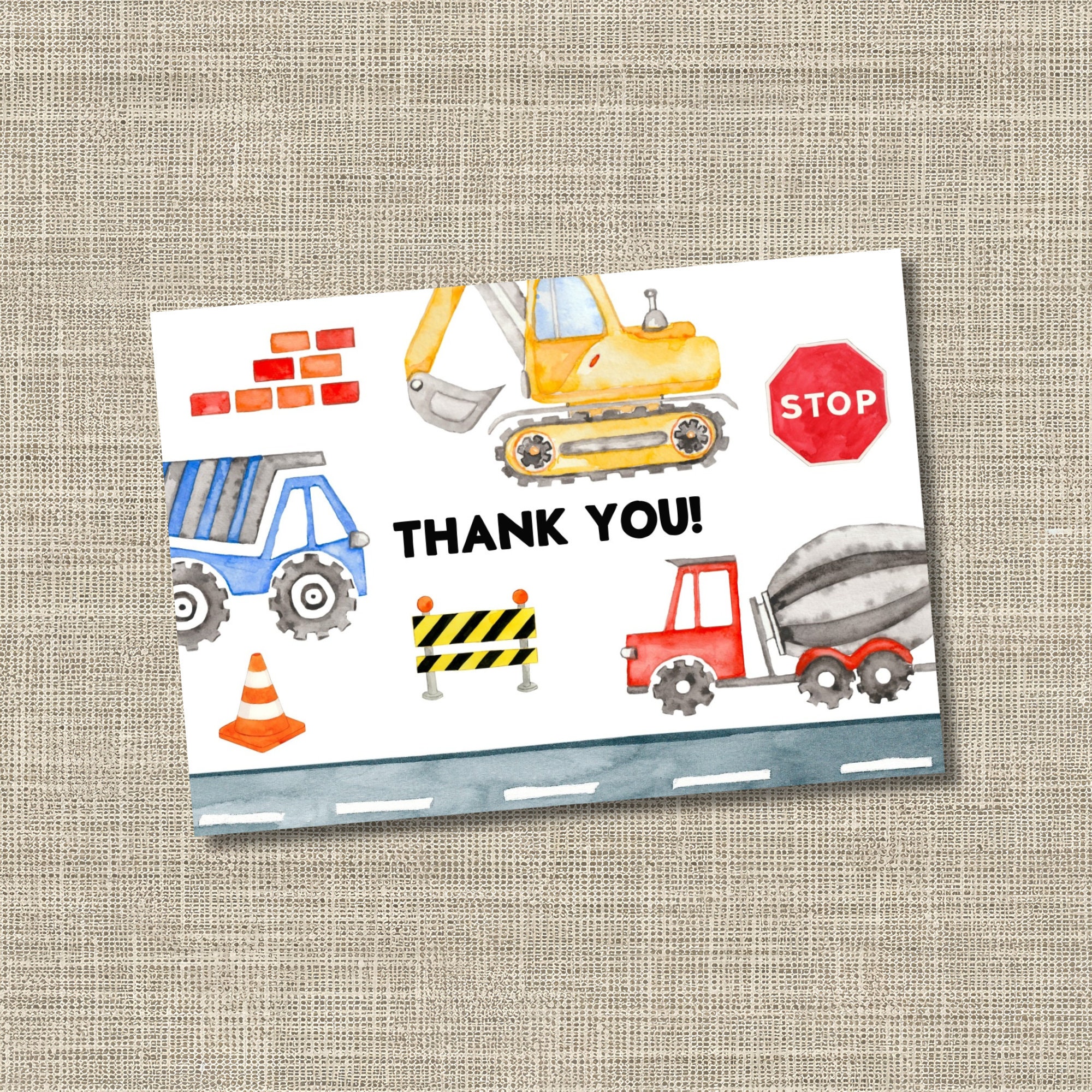 Editable Construction Thank You Card, Construction Thank You, Thank You ...
