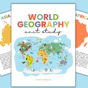 World Geography Unit Study, 7 Continents Study, Animals of the World, Geography Worksheets for Kids, Animal Fact Cards, Geography Fact Cards