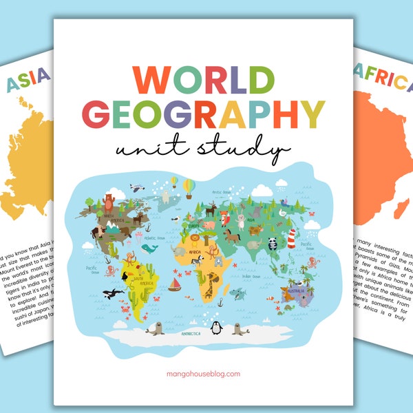 World Geographie Einheitsstudie, 7 Kontinente Studie, Tiere der Welt, Geographie Arbeitsblätter für Kinder, Tier Fact Cards, Geographie Fact Cards