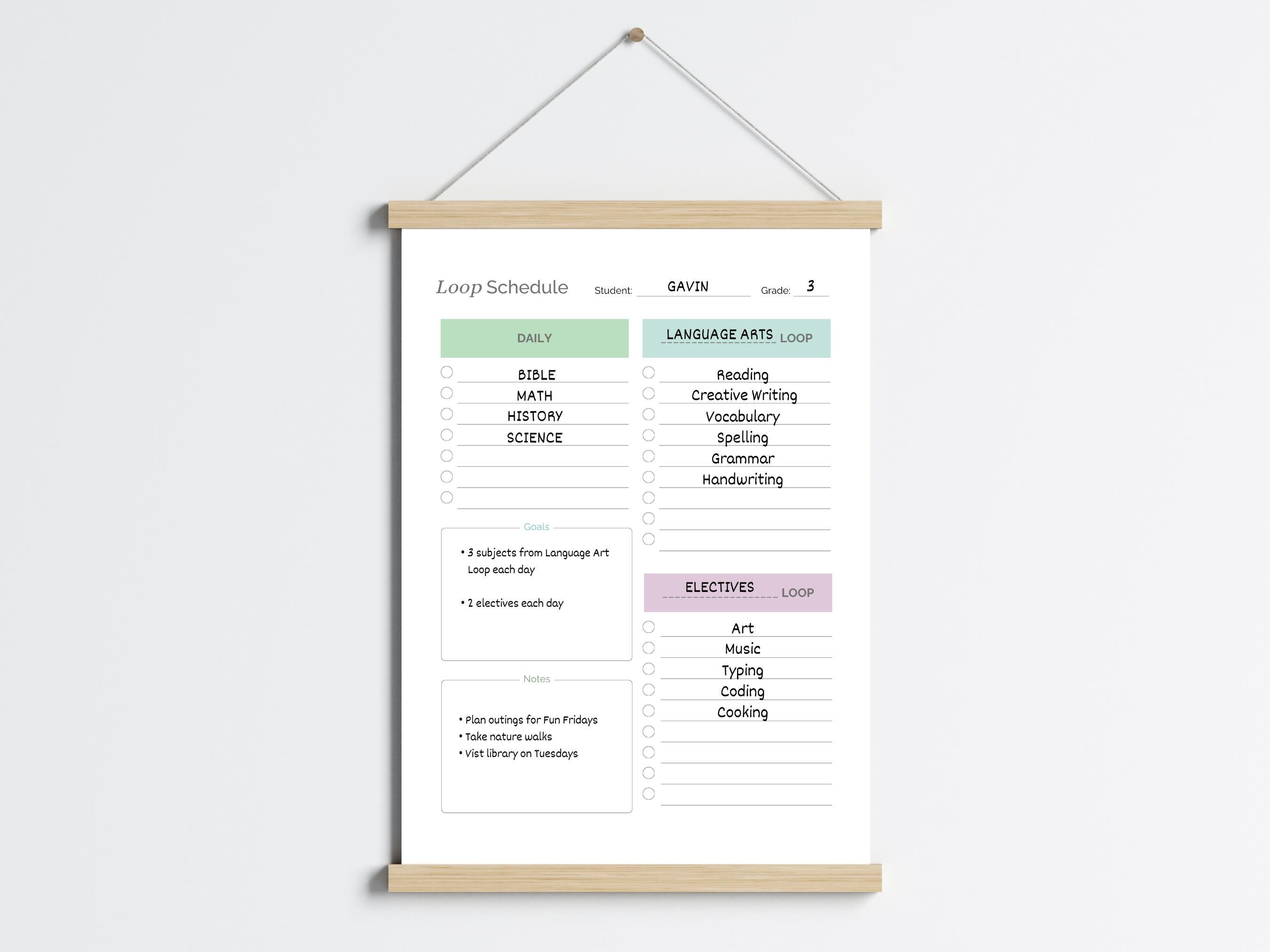 Loop Schedule Planner Printable, Homeschool Loop Schedule Planner, Loop ...
