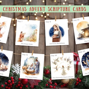 Adventkaarten met bijbelteksten, afdrukbaar kerstaftellen, kerstverhaalkaarten met bijbelteksten, adventskalender, kerstkaarten met bijbelteksten