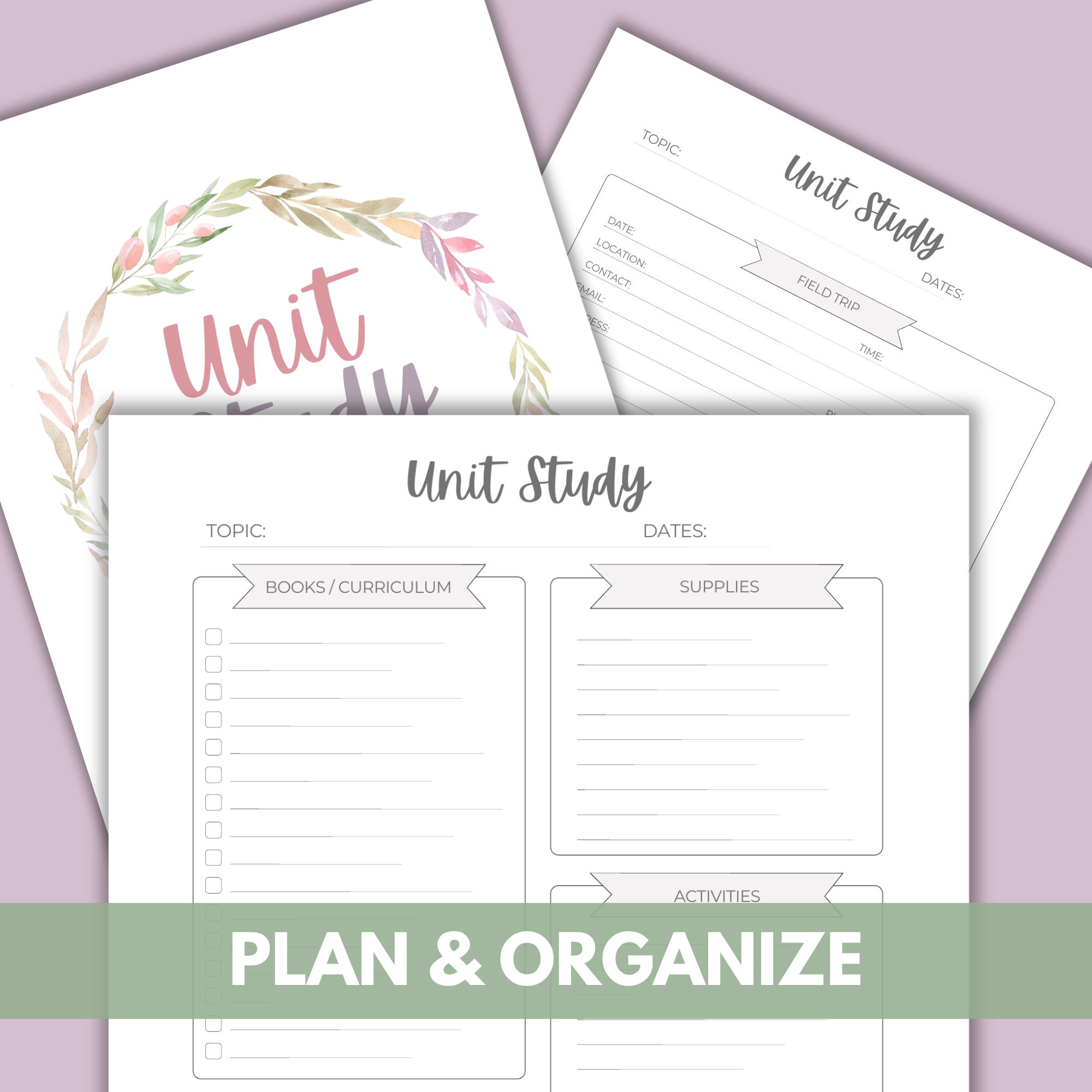 Unit Study Planner, Unit Study Printable Planner Pages, Homeschool ...