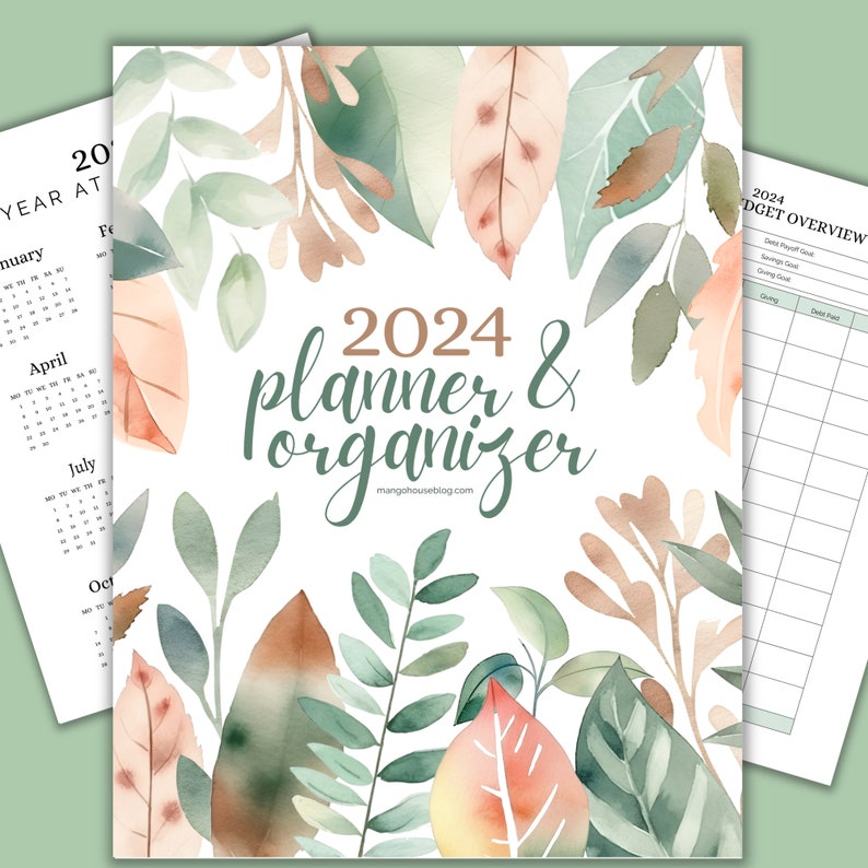 2024 Printable Planner and Organizer, 2024 Calendar, Meal Planner