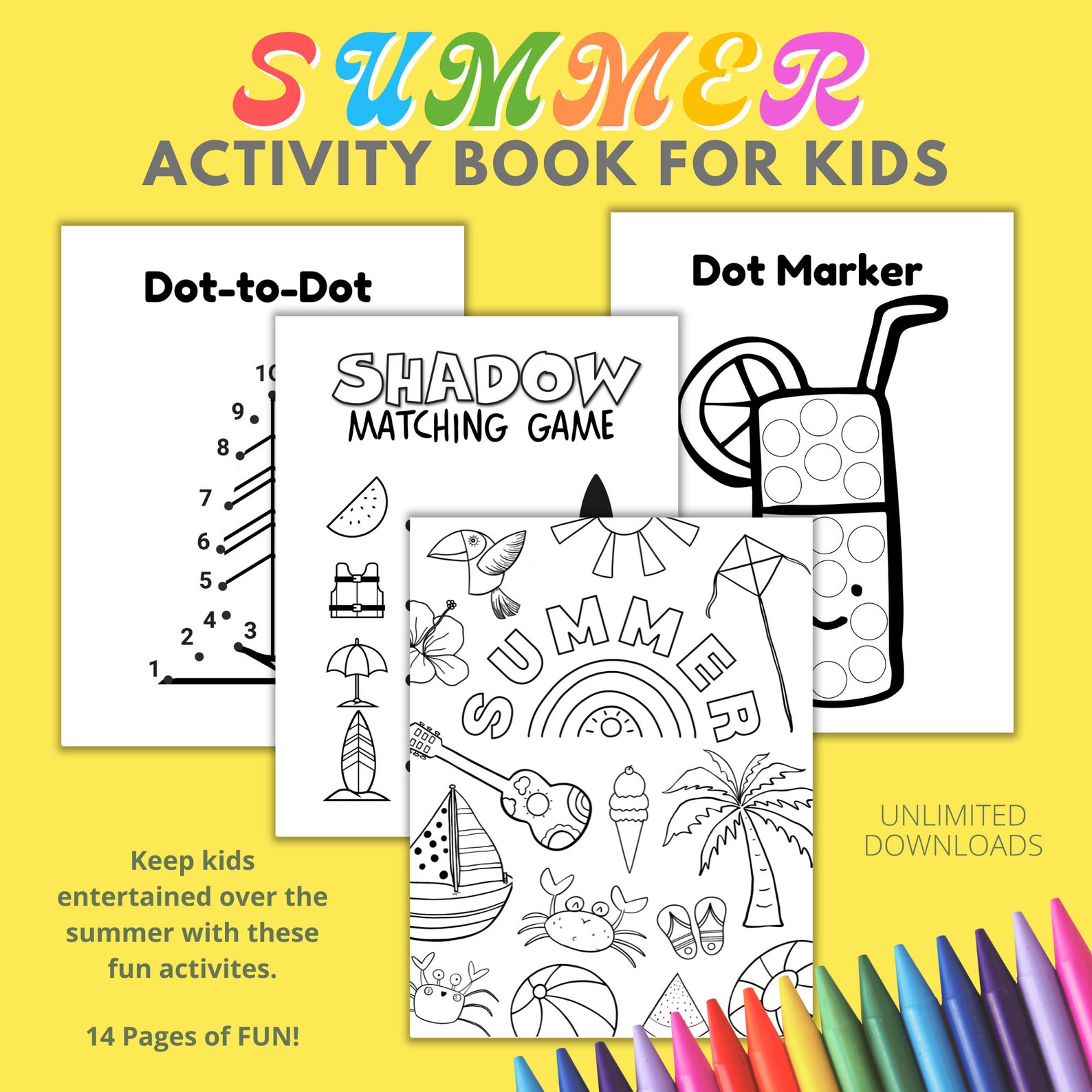Kids Summer Coloring Activity Printable, Kids Summer Coloring Pages ...