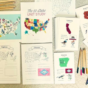 50 States Unit Study: US Geography, State Maps & Flashcards (PDF) - Etsy