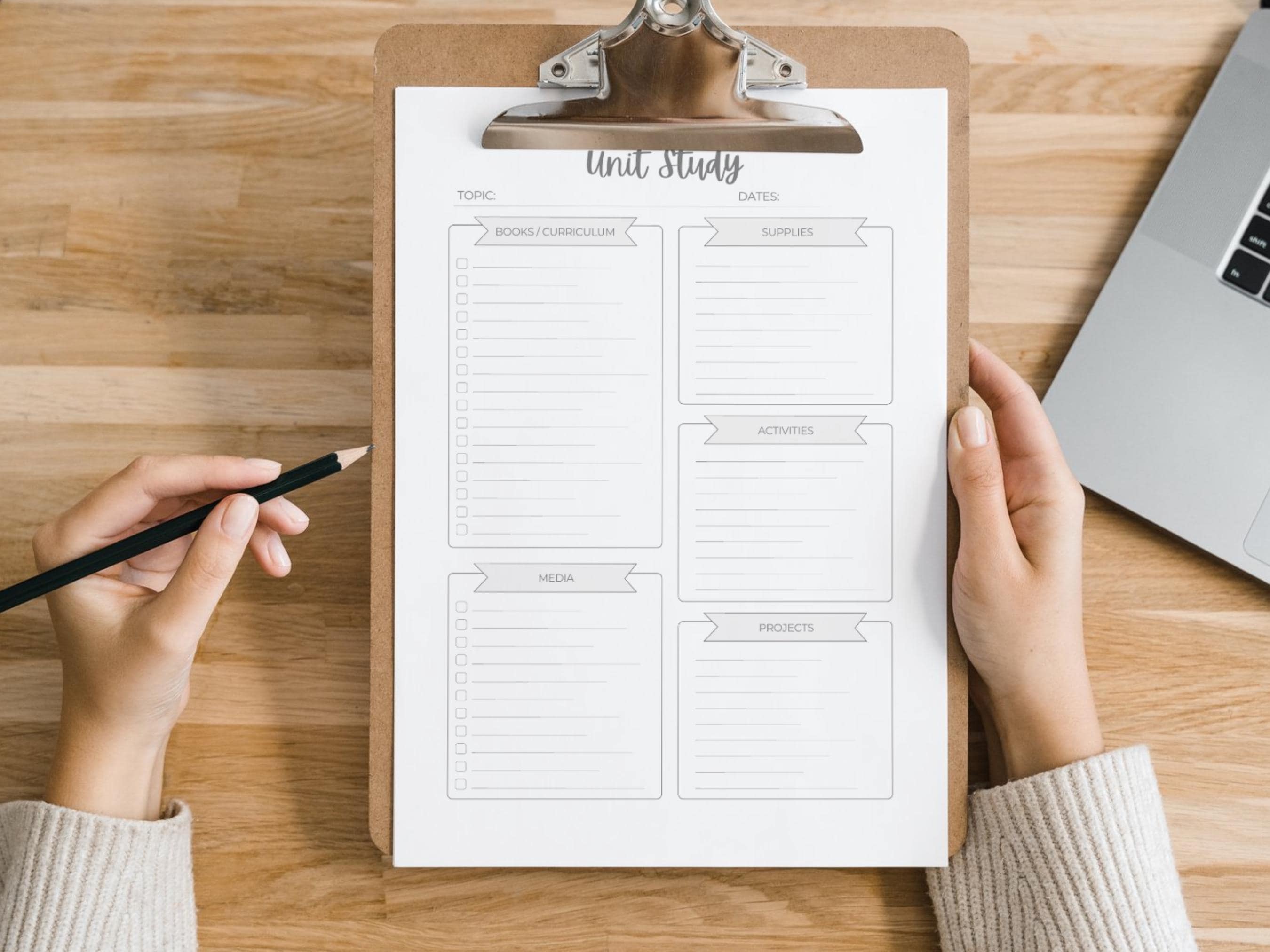 Homeschool Unit Study Planner: Printable Planning Pages - Etsy
