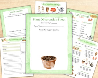 Gardening Jornal Activity, Homeschool Gardening Unit, Spring Gardening Printable, Plant Growth Tracker, How to Grow a Seed