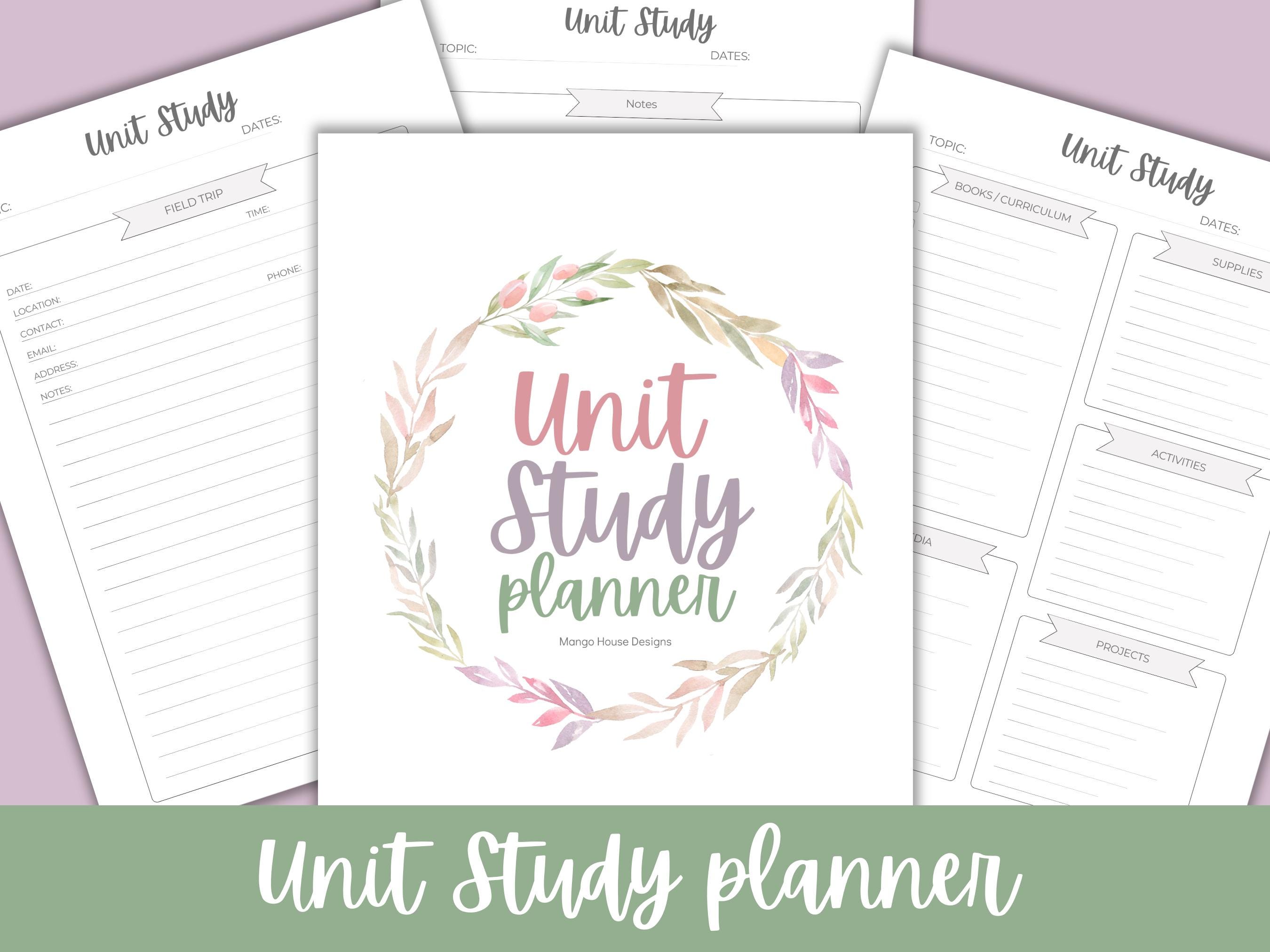 Unit Study Planner, Unit Study Printable Planner Pages, Homeschool ...