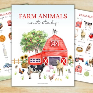 Farm Animals Unit Study, Farm Activity Bundle, Farm Learning, Farm Animal Themed Activities for Kids, Printable Farm Worksheets, Homeschool